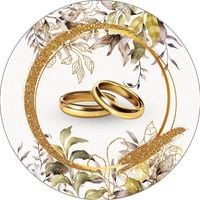 Opłatek na tort Rocznica Ślubu Ślub Młoda Para Obrączki Okazjonalny