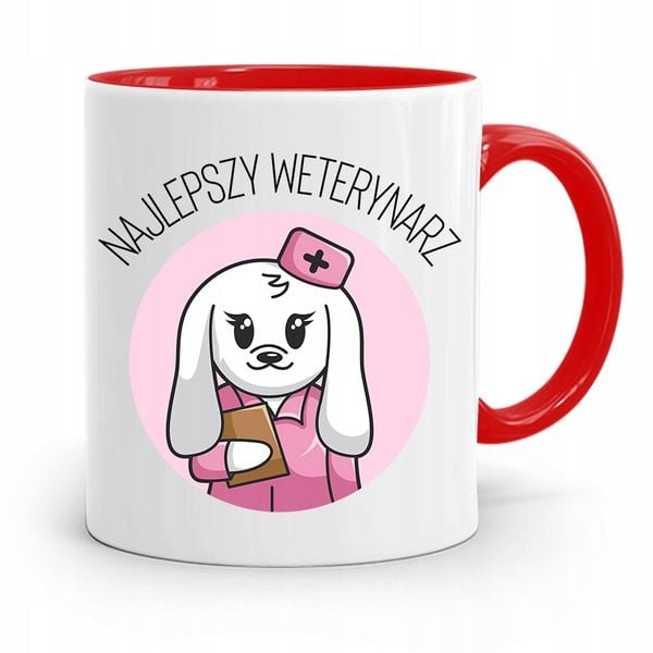 Kubek Czerwony Weterynarza Najlepszy Weterynarz Z Nadrukiem Ze Zdjęciem zdjęcie 1