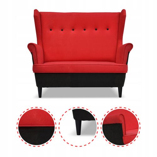 Zestaw wypoczynkowy ARI DUO sofa fotele pufy Family Meble czarno - czerwony na Arena.pl