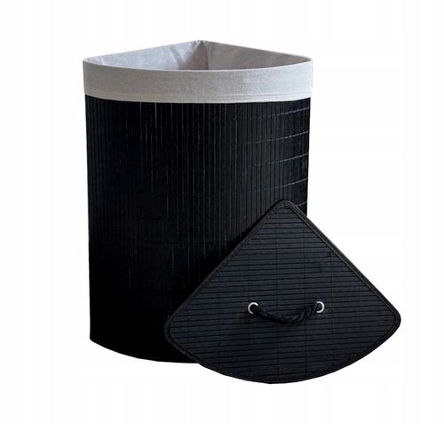 KOSZ BAMBUSOWY NA PRANIE BIELIZNĘ Z POKRYWĄ NAROŻNY POJEMNIK DUŻY 60L na Arena.pl