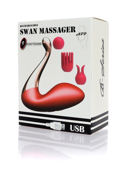 Stymulator - Swan Massager, Interchangeable Heads - Usb 9 Functions zdjęcie 9
