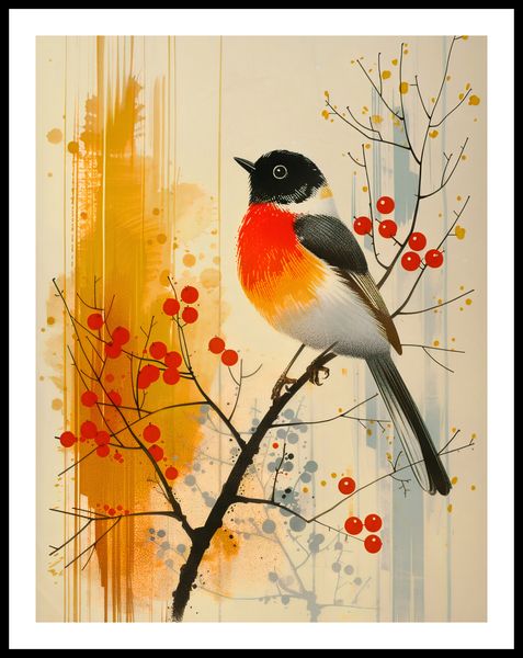 Plakat 50x65cm Jesienny Rudzik zdjęcie 3