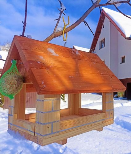 FAJNY karmnik dla ptaków domek karmnik dekoracja ogrodu 27/30/28 budka na Arena.pl