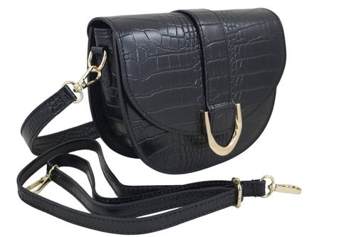 Listonoszka damska croco - Czarna na Arena.pl