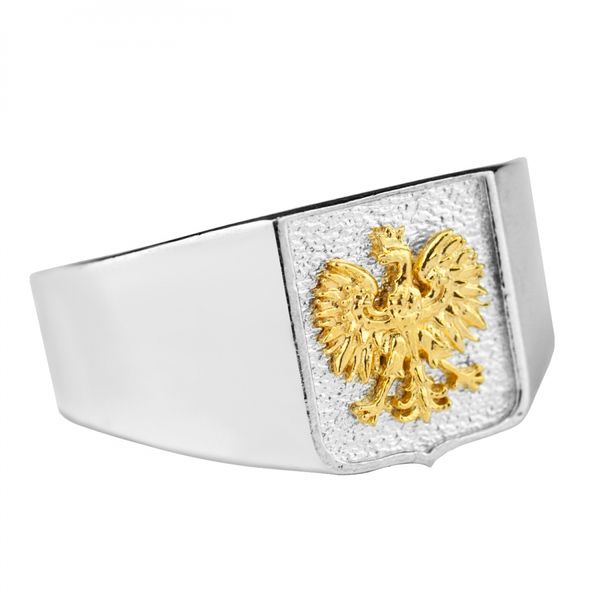 SREBRNY SYGNET Z ORŁEM PATRIOTYCZNY + GRAWER SREBRO PRÓBY 925 POZŁACANY ORZEŁ zdjęcie 2