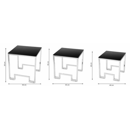 KOMPLET 3 STOLIKÓW SAMMEN SILVER BLACK na Arena.pl