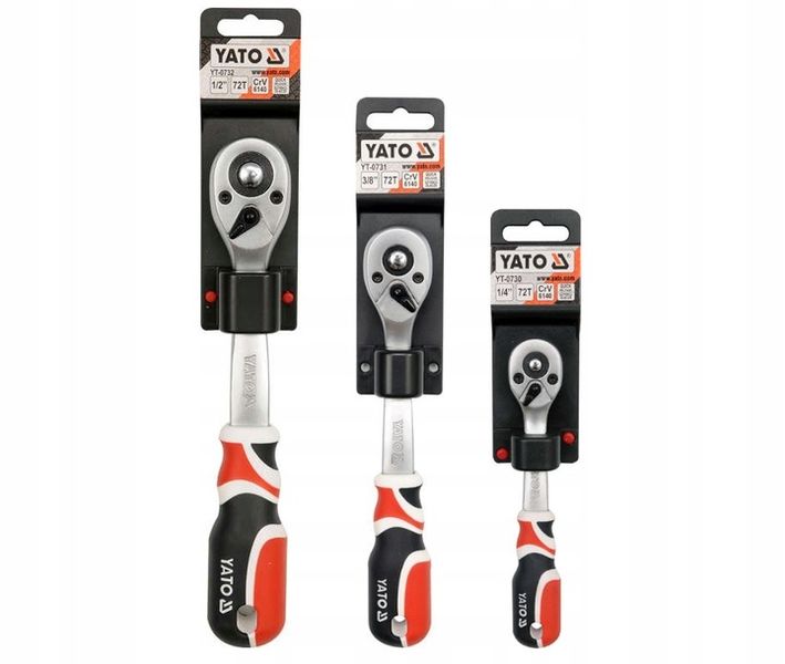 YATO - 3 SZTUKI - GRZECHOTKI WYGIĘTE 1/2 3/8 1/4'' zdjęcie 2