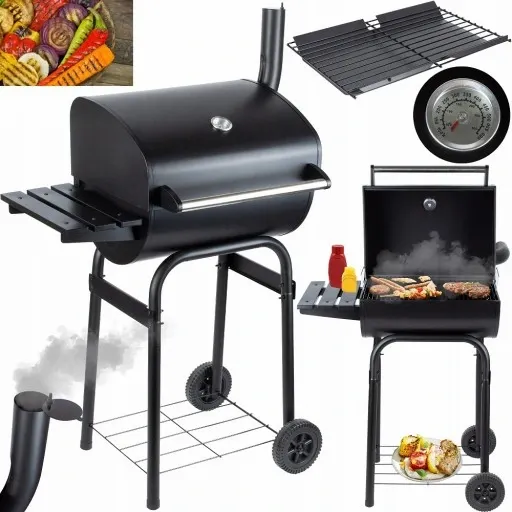 WĘGLOWY GRILL OGRODOWY pokrywa TERMOMETR kółka zdjęcie 4