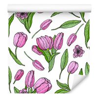 Tapeta do jadalni rysowane tulipany kwiaty natura