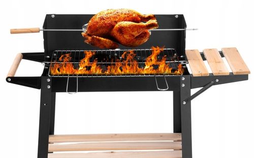 NA MAJÓWKĘ Grill Ogrodowy Węglowy Duży Na Kołach Mobilny Drewniane Półki na Arena.pl