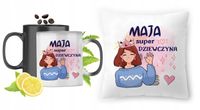 Dla Mai Zestaw Kubek Magiczny + Poduszka Z Nadrukiem Ze Zdjęciem