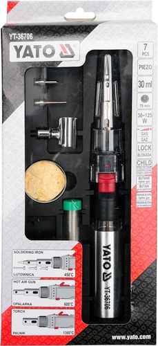 lutownica gazowa 3in1 z akcesoriami z zapłonem piezo - yt-36706 na Arena.pl