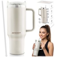 Termos próżniowy kubek ze słomką 1180 ml Berdsen kremowy