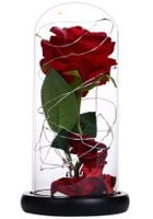 ŚWIECĄCA CZERWONA RÓŻA W SZKLE