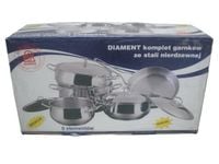 komplet garnków  9 elem. stal nierdzewna diament  | olk7364