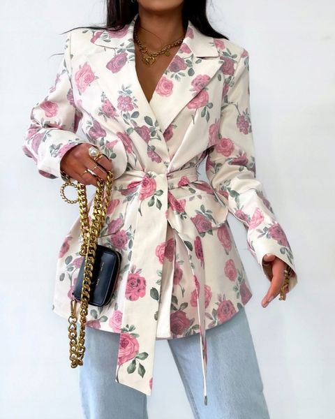 Marynarka oversize z poduszkami w kwiaty La Milla zdjęcie 3