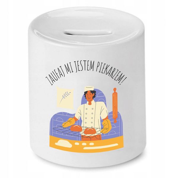 Skarbonka Dla Piekarza Zaufaj Mi Jestem Prezent Z Nadrukiem Ze Zdjęciem zdjęcie 1