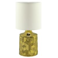 Abażurowa LAMPKA stojąca LINDA 03786 Ideus stołowa LAMPA ceramiczna wzorki biała złota
