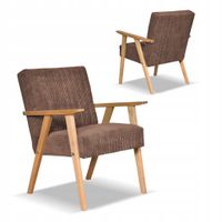 Fotel w stylu PRL retro vintage SOLER Family Meble brązowy sztruks Anafi