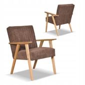 Fotel w stylu PRL retro vintage SOLER Family Meble brązowy sztruks Anafi