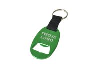 Metalowy brelok do kluczy z otwieraczem logo, grawer 6x3,5cm - 50szt.