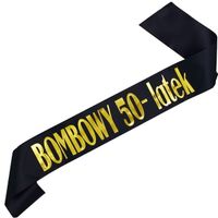 Bombowy 50-latek - czarna szarfa ze złotym nadrukiem