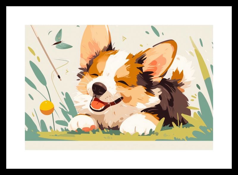 Plakat 30x20cm Beztroski Corgi zdjęcie 3