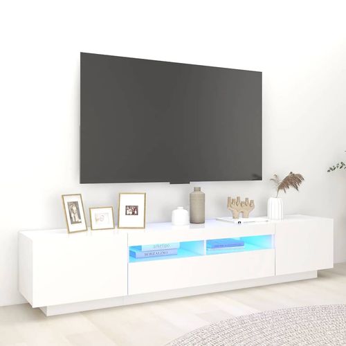 Szafka pod TV z oświetleniem LED, biała, 200x35x40 cm na Arena.pl