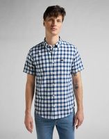 LEE BUTTON DOWN SS MĘSKA KOSZULA W KRATĘ KRÓTKI RĘKAW WASHED BLUE L886OFLR M