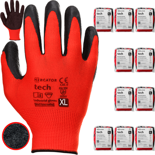 rękawice robocze mercator tech red+black latex - xl - 120 par na Arena.pl