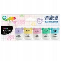 zakreślacze niedźwiadki 5 kolorów kidea 5960