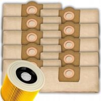 10x Worki do odkurzacza KARCHER WD3 KWD3 SE 4001 papierowe z filtrem