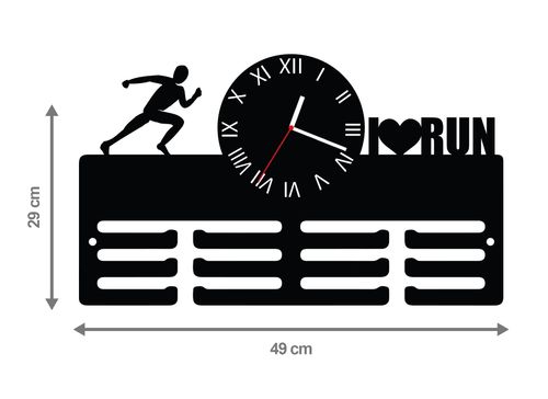 Wieszak na medale z zegarem I LOVE RUN 2 twoje imię dowolny tekst 434.1 na Arena.pl