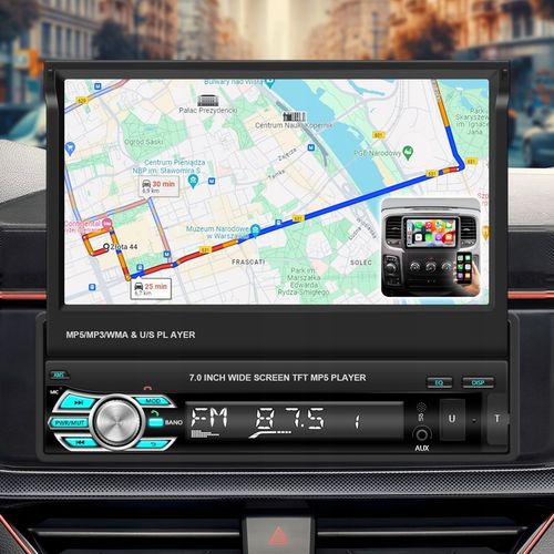 RADIO SAMOCHODOWE 1DIN 7'' BT WYSUWANY EKRAN DOTYKOWY MIRROR LINK KAMERA na Arena.pl