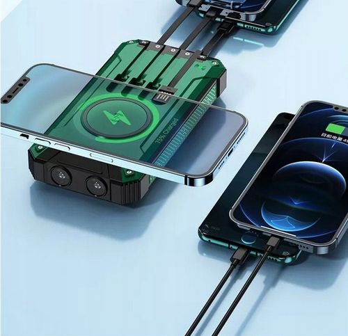 POWERBANK ŁADOWARKA PANEL SOLARNY INDUKCYJNY 30000mAh 6xUSB LATARKA 2x LED na Arena.pl