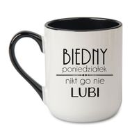 KUBEK „BIEDNY PONIEDZIAŁEK, NIKT GO NIE LUBI” Wzór - Elegant Coffee Czarny 330 ml