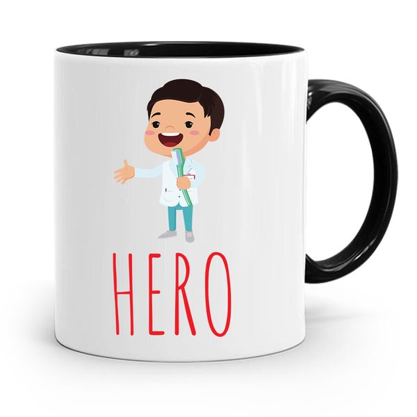 Kubek Czarny Prezent Dentysty Stomatologa Hero Z Nadrukiem Ze Zdjęciem zdjęcie 1