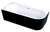 Wanna wolnostojąca przyścienna NAROŻNA PULA Czarna LEWA 170 x 75 cm biała system przelewowy