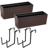 Komplet 2 sztuk Kwietnik BEGONIA rattan + uchwyt 19 x 56 x 19,5 cm Mokka