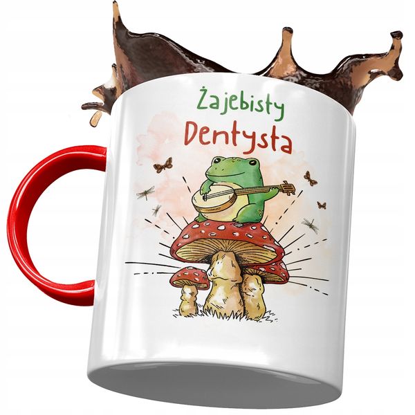 Kubek Czerwony Dla Dentysty Żajebisty Dentysta Z Nadrukiem Ze Zdjęciem zdjęcie 1