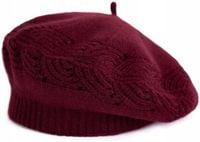 Elegancki beret damski Flossy Tones - ciepły i miły w dotyku Bordowy