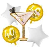 Zestaw balonów na 40 urodziny złote Martini