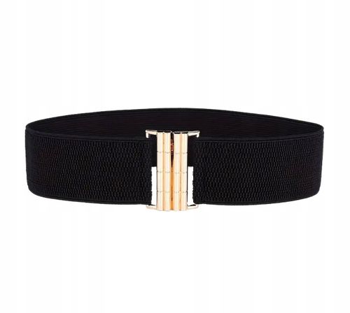 Pasek Damski Elastyczny Czarny Szeroki Sukienki Guma Talia Prosty na Arena.pl