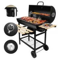 DUŻY STALOWY Grill Ogrodowy Węglowy z POKRYWĄ KÓŁKAMI Roast 8.0