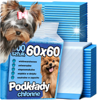 PODKŁADY MATY DLA PSA HIGIENICZNE NAUKA SIKANIA CHŁONNE 100 SZTUK 60X60 CM