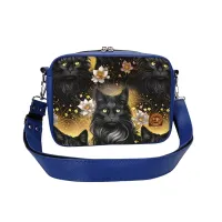 Torebka z motywem kota  - Oryginalna Torebka Prostokątna Kolor ekoskóry - Niebieski