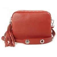 Listonoszka frędzelek, kółka ,dzety srebrne okucia Vera Pelle Czerwona VP1188R