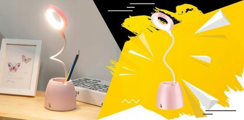 lampka biurkowa różowa z pojemnikiem na Arena.pl