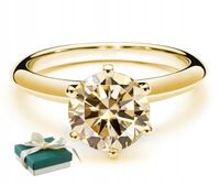 Pierścionek Szampański Moissanit srebro 925 złoty moissanite