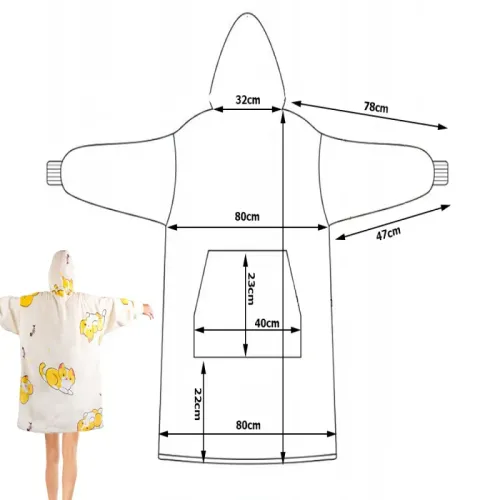 Ciepła bluza koala koc oversize XXL gruby futrzak miękka z kapturem na Arena.pl